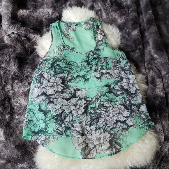 FARM RIO Sheer Cami - Rare print high-low racerback cami tank Size S - Picture 7 of 9